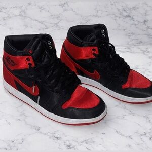 Nike Black and Red High-Top Sneakers